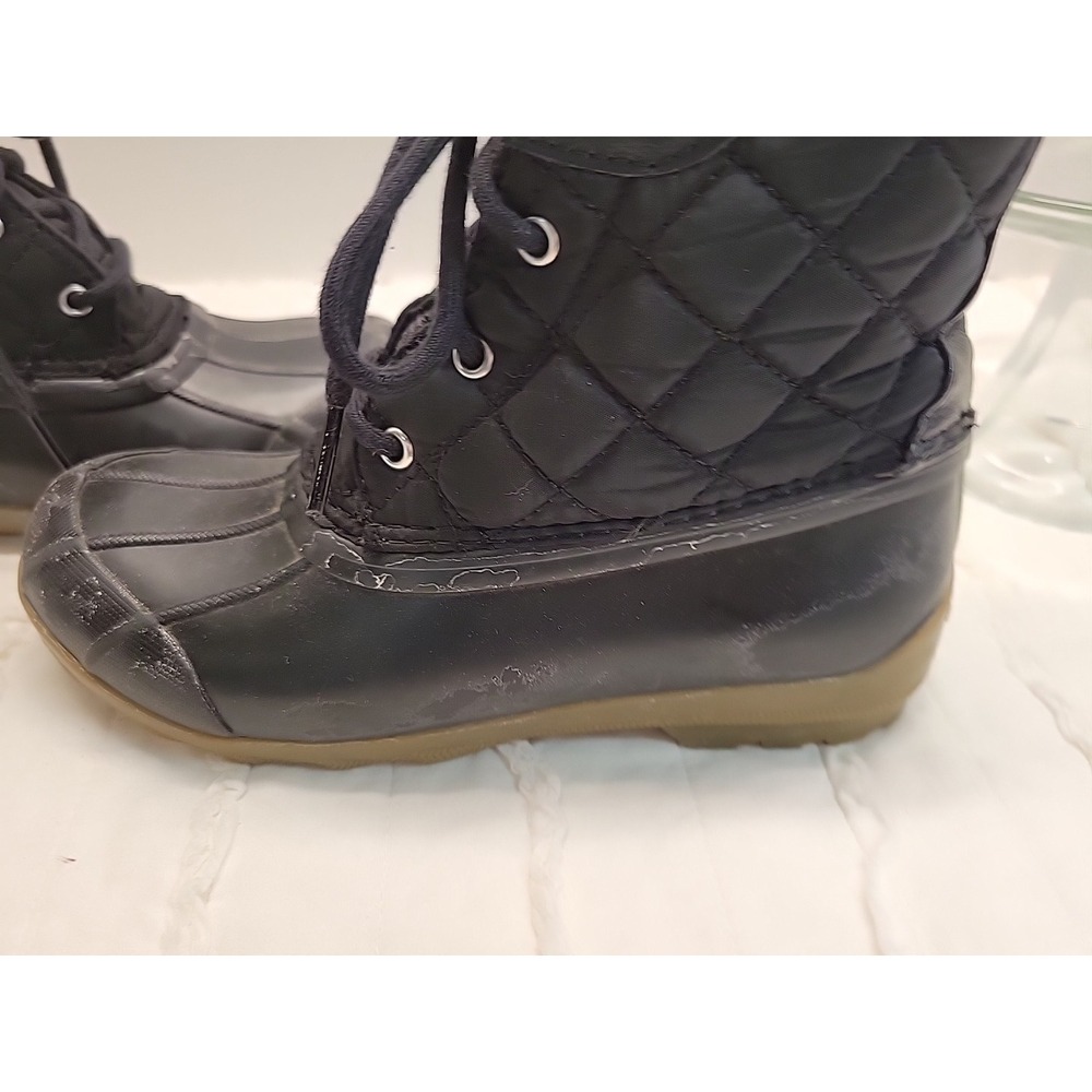 Sperry Boots Kids Size 3M Girls Port Lace Up Duck Boots Bootie Black - Picture 10 of 12